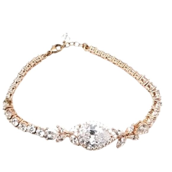 Fashion Tennis Bracelet Mixed Cut CZ Crystal Statement Piece Rose Gold NWOT - Picture 7 of 16